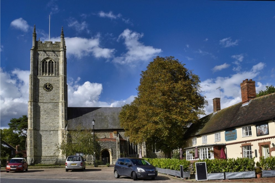 eLibrary Laxfield village in Suffolk, church and green
