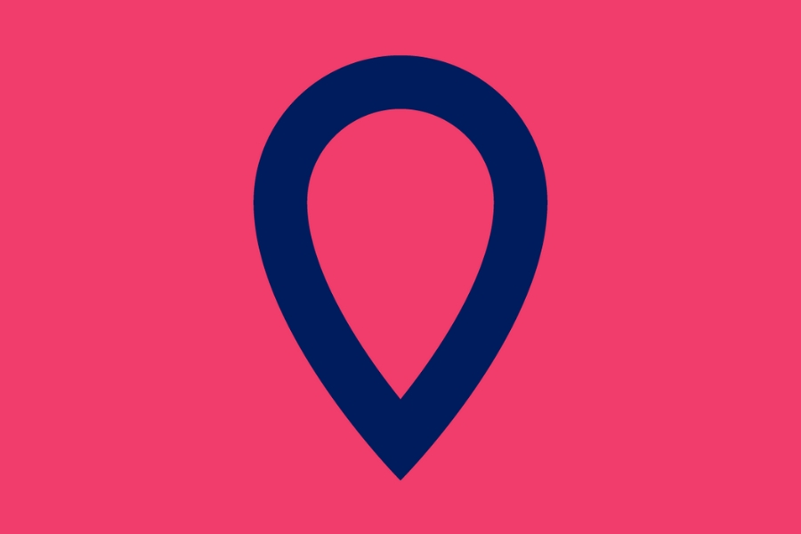 location icon on pink background