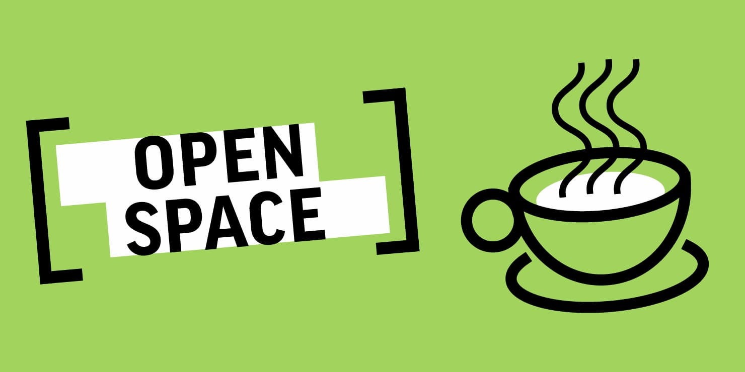 Open Space 2x1 Open Space logo with illustration of a coffee cup
