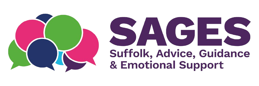 SAGES logo. Text: Suffolk Advice, Guidance & Emotional Support