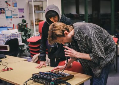 Booked producers testing equipment