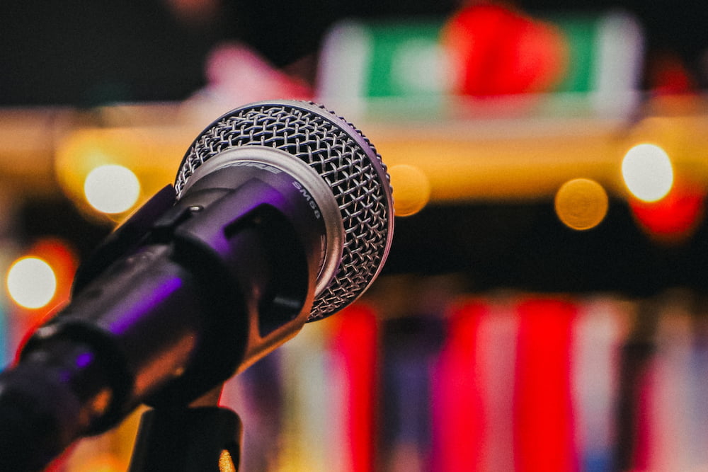 Close-up of a microphone