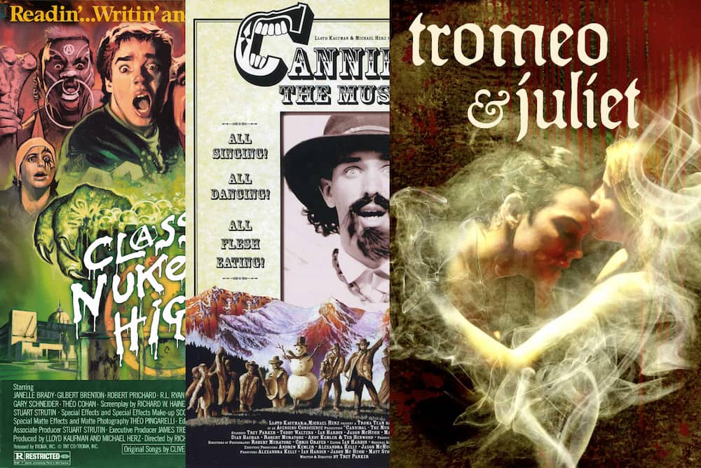 Collage of film posters from Troma Entertainment