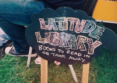 A sign reading 'Latitude Library books to read in or take away'
