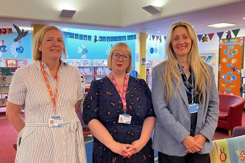Charmain Osborne Krystal Vittles and Cllr June Mummery at Ipswich County Library