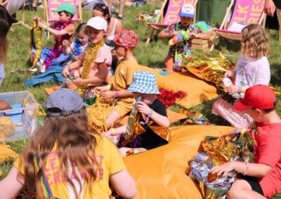 Children enjoying an interactive craft activity
